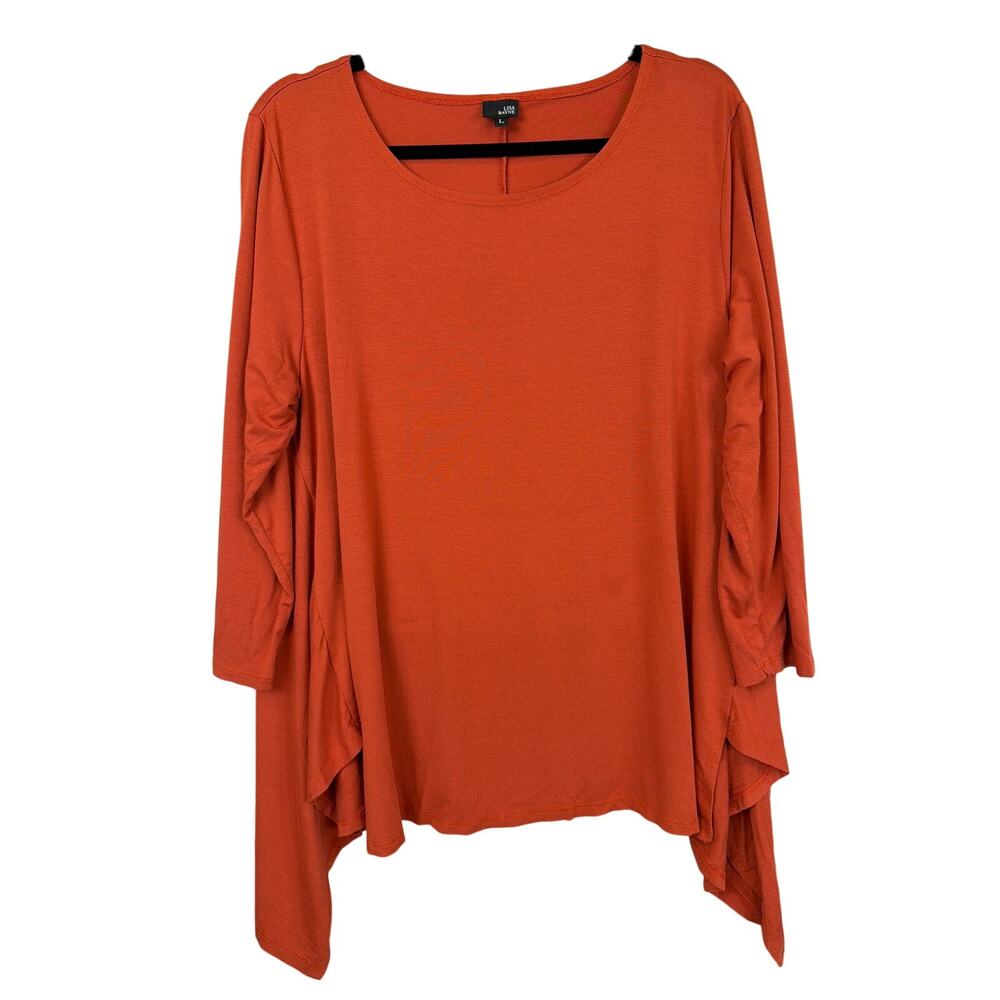 Lisa Bayne Orange Scoop Neck High-Low Tunic Top LARGE